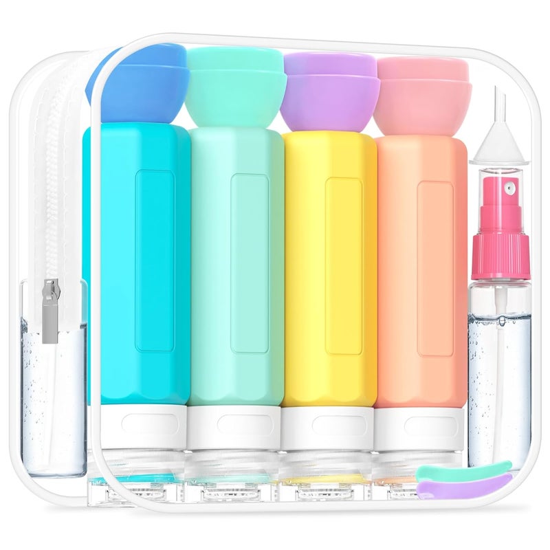 Redfly 17PCS Travel Bottles for Toiletries, TSA Approved Travel Size Containers,Silicone Leak Proof Containers Kit for Toiletries, Shampoo, Conditioner, Lotion & Creams Colorful - Image 1